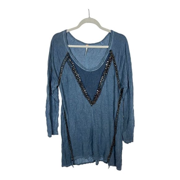 Free people‎ sequin embellished blue tunic - Picture 1 of 8